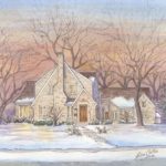 Watercolor painting of Tudor style home in Grand Rapids, MI
