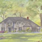 House portrait painting of modern home in McLean, VA