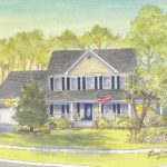 House portrait painting of modern home in Silver Spring, MD