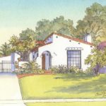 House portrait painting of Spanish Revival bungalow in Atwater Village