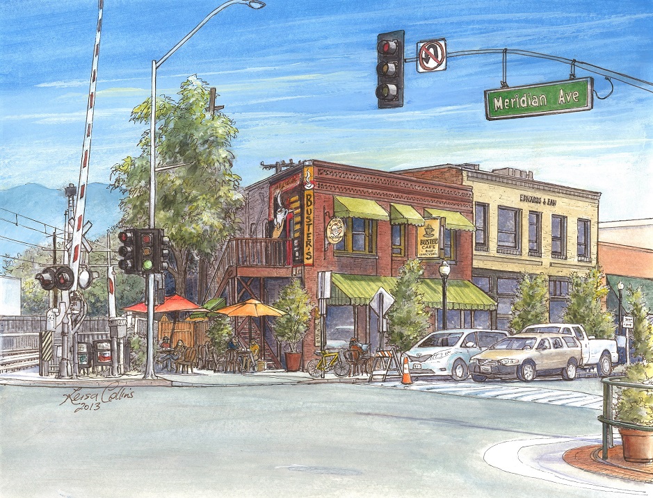 My painting of Busters on Mission Street, South Pasadena