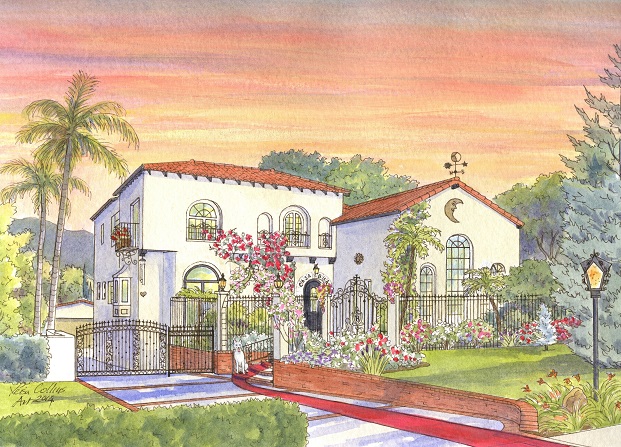 The portrait of Toni's home with Miley sitting happily outside the gate.