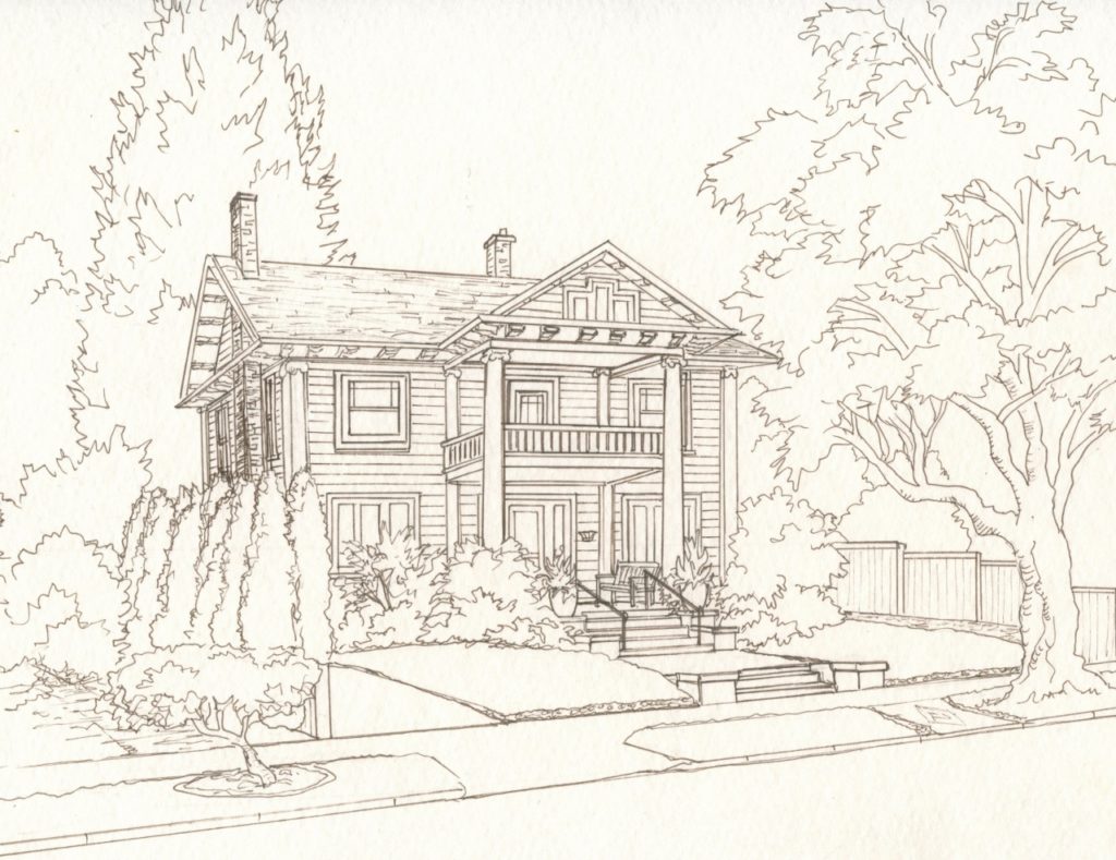 Step 4. Pen Drawing of house