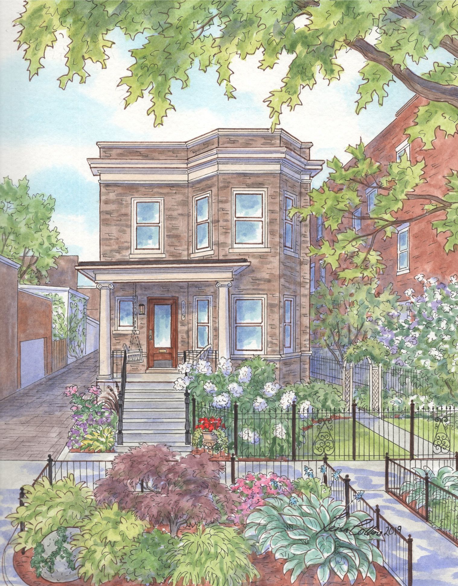 Edwardian in Lincoln Park, Chicago with vibrant garden