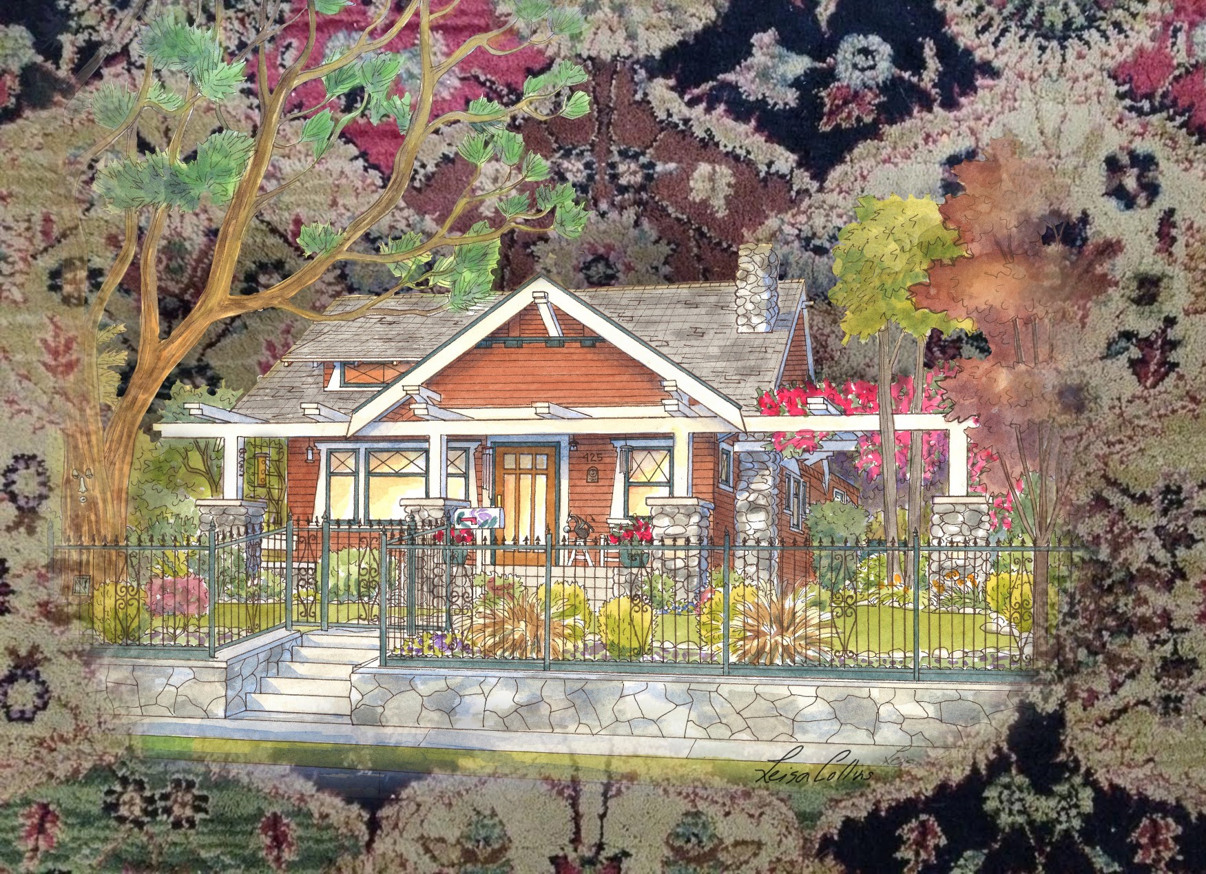 Arts and Crafts Tapestry - Craftsman Era Collage Art by Leisa Collins