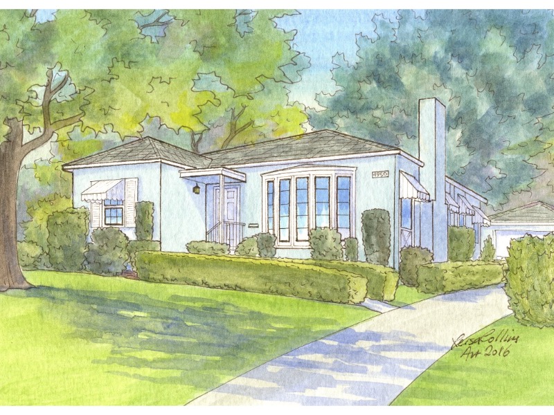 House portrait of cottage in the El Sereno neighborhood of Los Angeles.