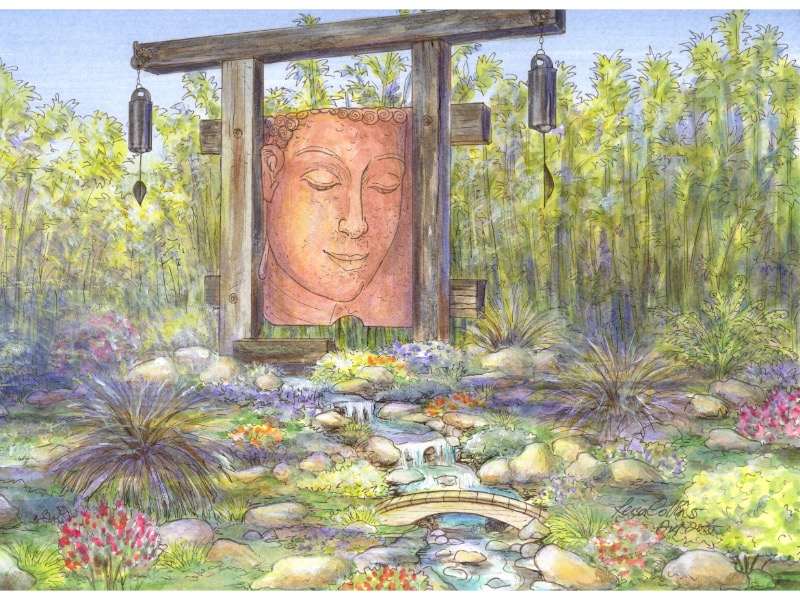 Garden portrait of this peaceful space in the grounds of Shadow Hills, LA, home.