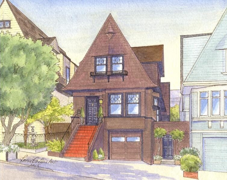 Custom home portrait of a Victorian home in San Francisco