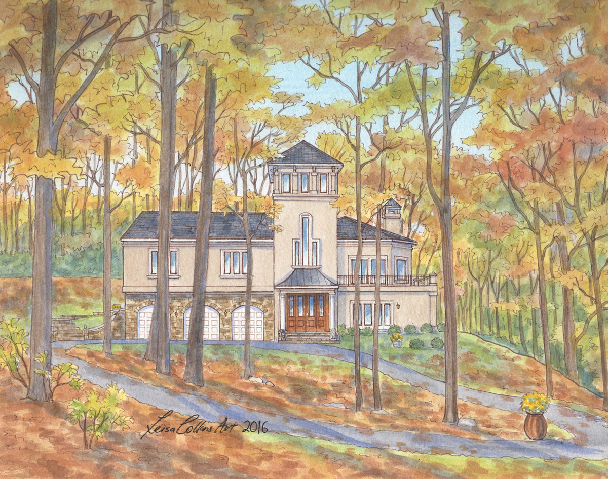 House Portrait of Large Homes on Estate in Bethesda, Maryland