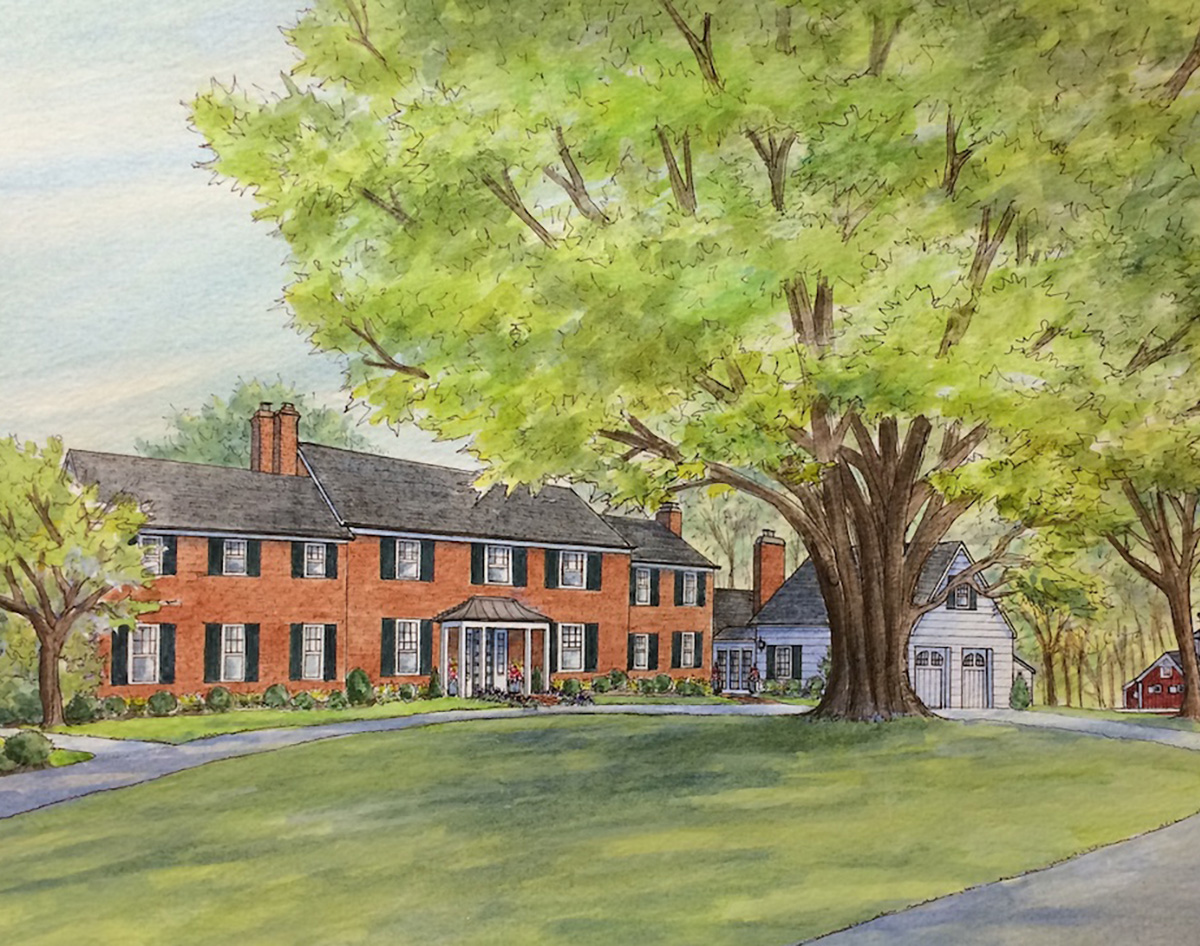 House Portrait of Large Homes on Estate in Potomac, Maryland