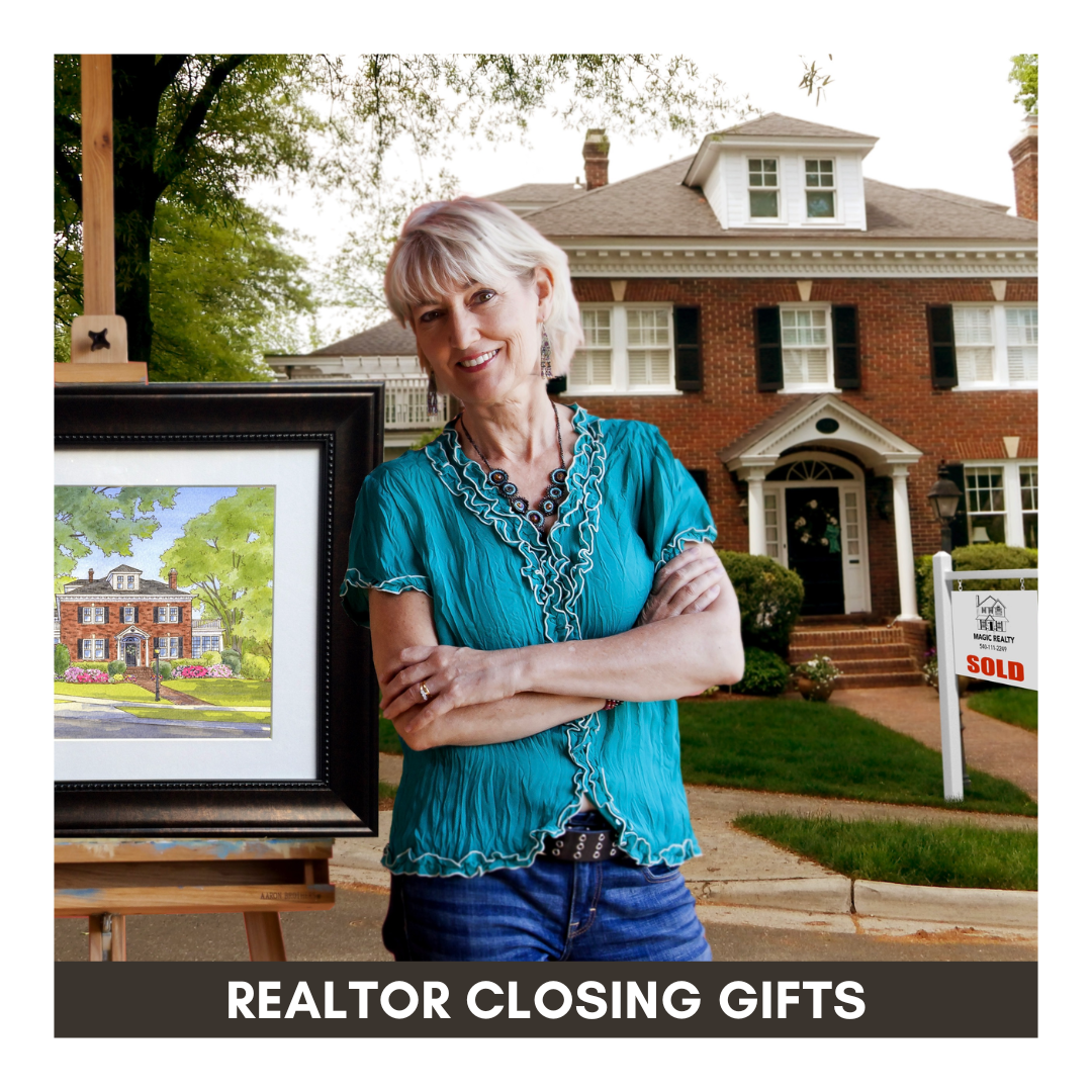 Realtor closing gift hand painted house portrait