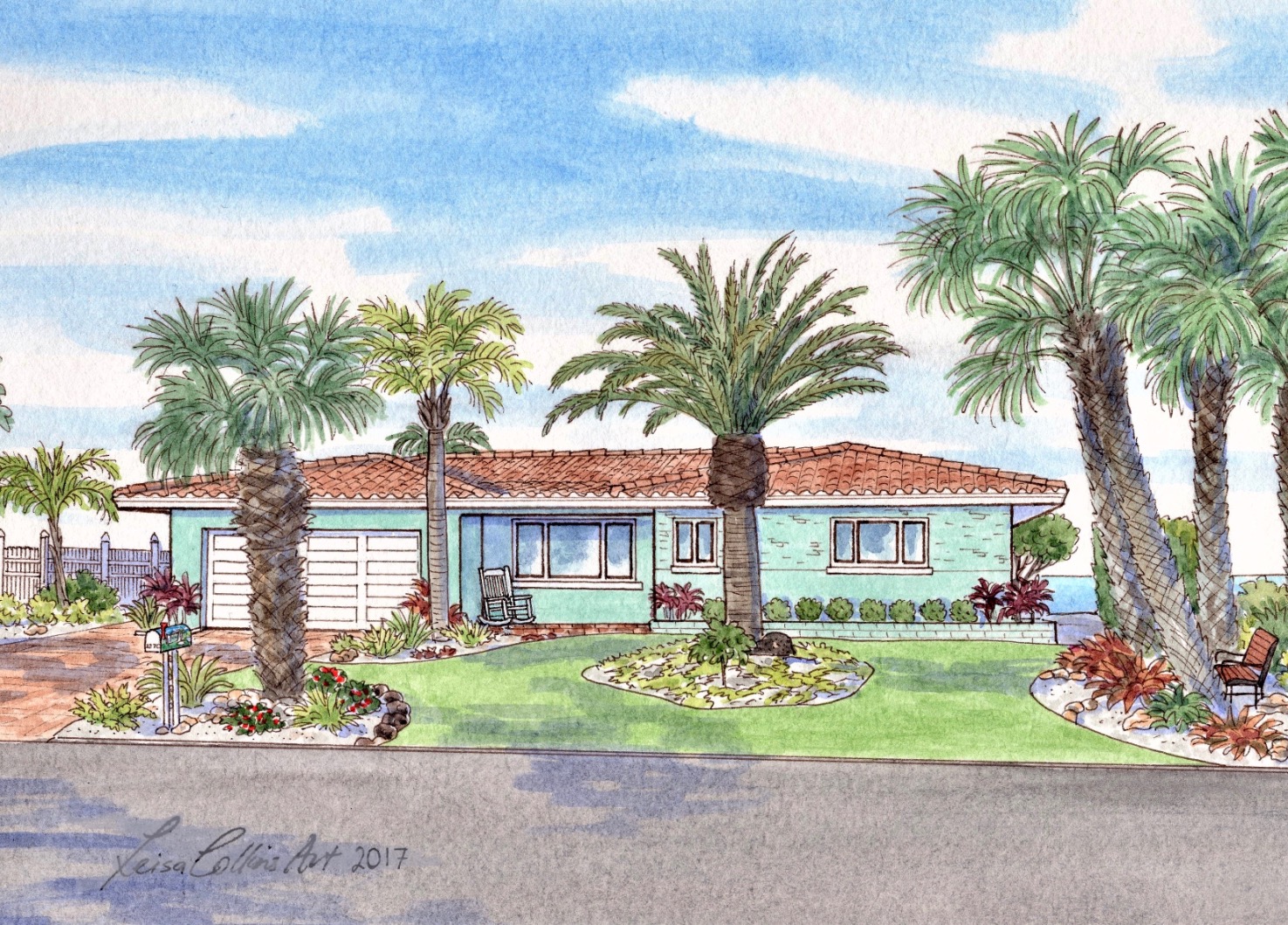 Another charming Ranch House Portrait, this time facing the water on Edythe Drive, Dunedin 