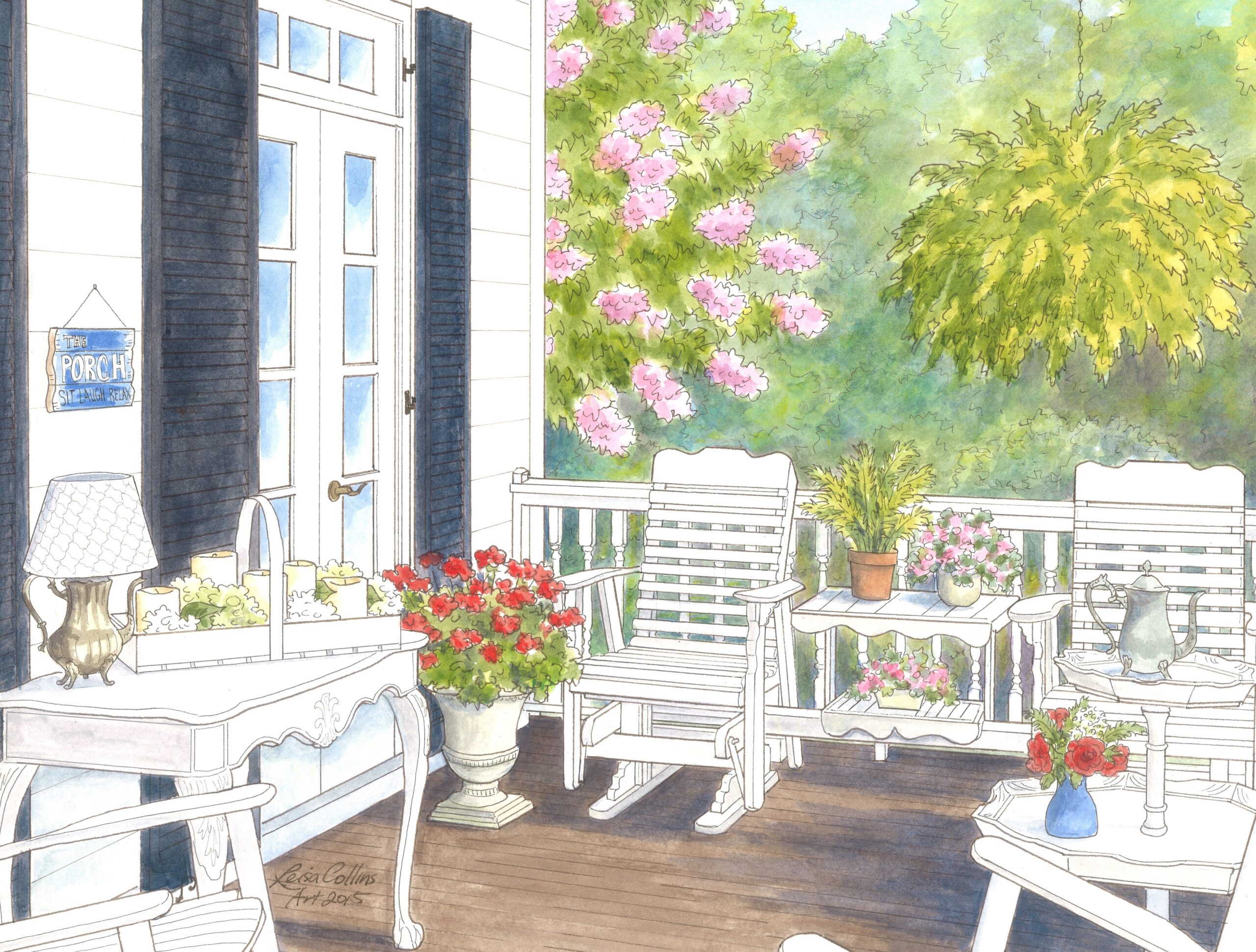 Classic Southern porch that immulates soft charm and hospitality.