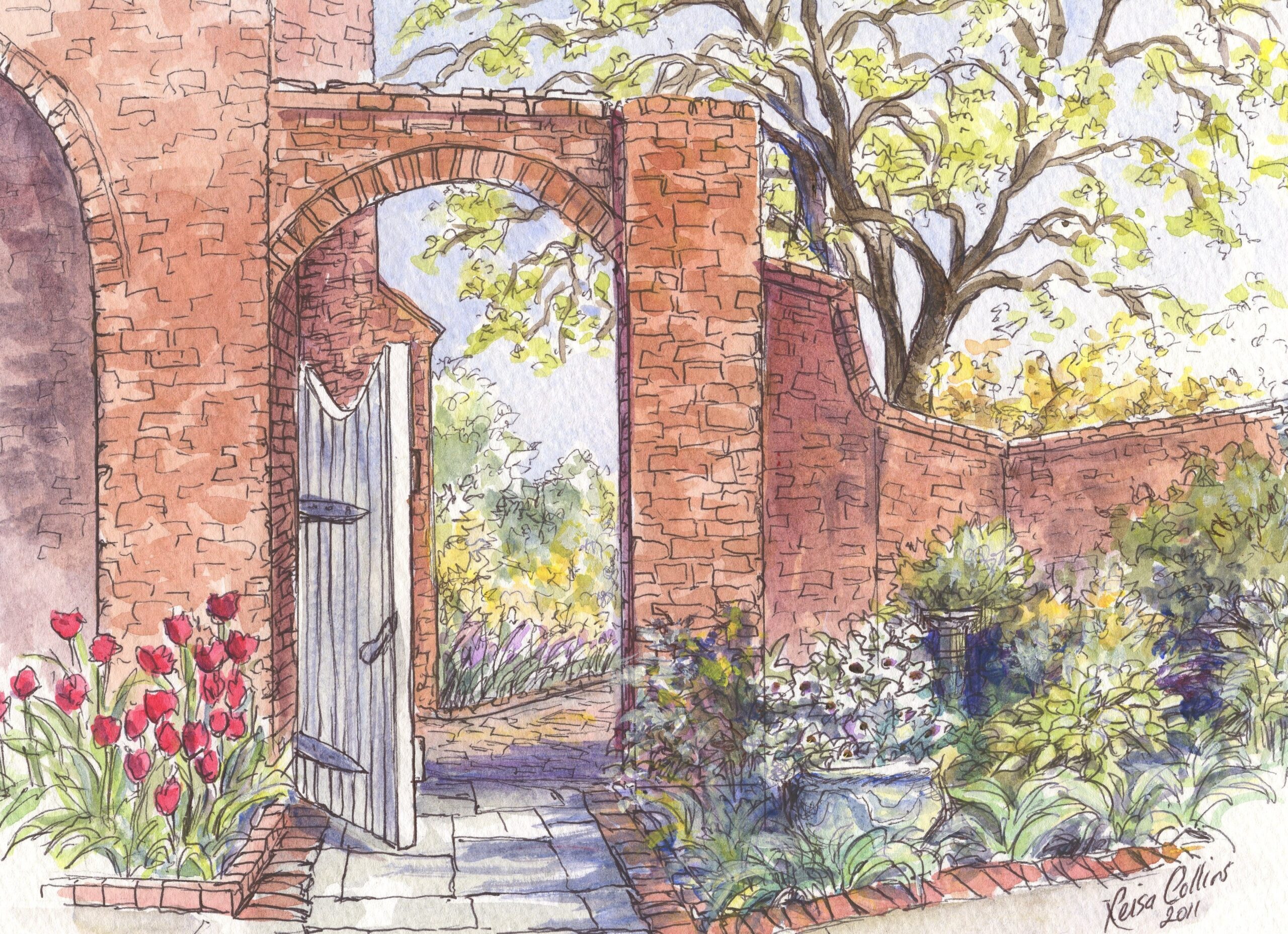 A beautiful walled garden and patio.