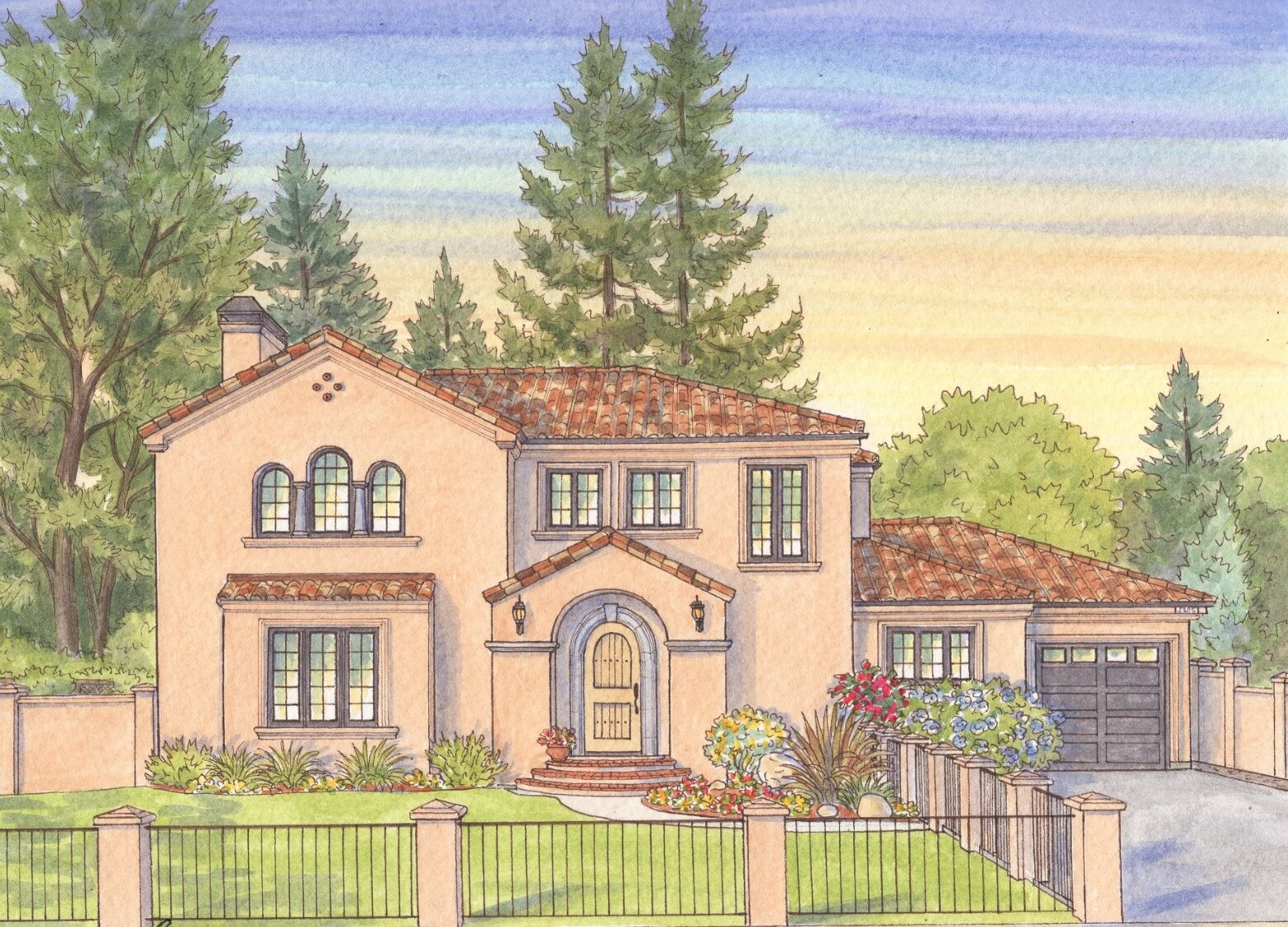 This Spanish Revival house portrait in Novato, California, has stood the test of time.